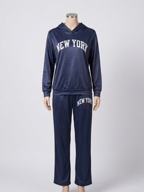 Navy 'New York' Hoodie & Jogger Set